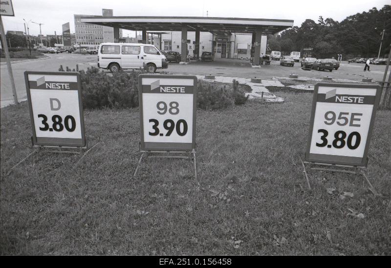 Gasoline prices at liquid gas station on Pärnu highway.