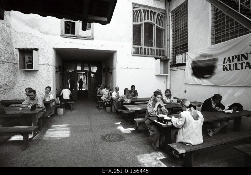 Summer cafe in the interior courtyard of Viru Street.
