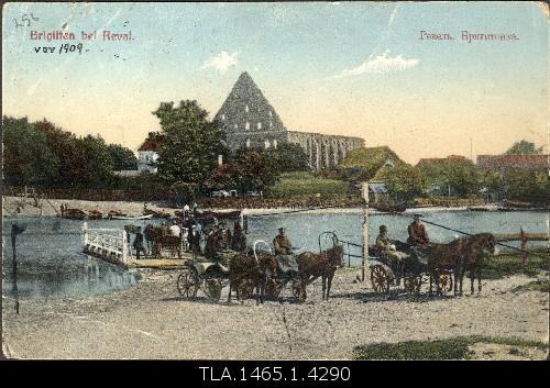 Roof on the river Pirita, the ruins of the Pirita monastery in 1909.