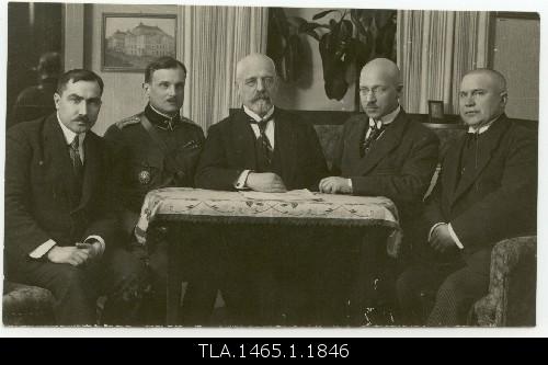 Peace Embassy: prof. Ants Piip, General Soots, Jaan Poska, Julius Friedrich Seljamaa, Dr. m. Priimann.