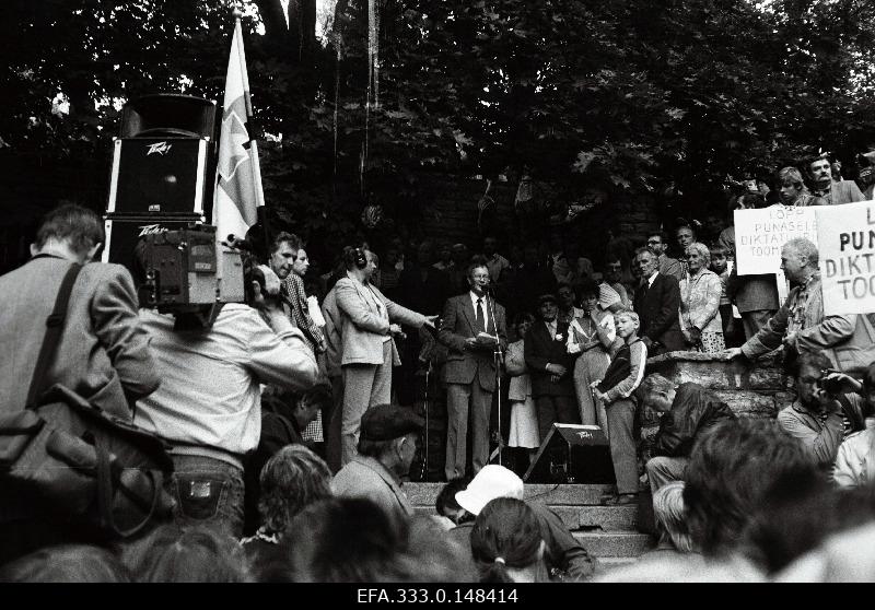 On the 51st anniversary of the Molotov-Ribbentrop Pact, organized by the Estonian National Independence Party, protests in the Hirve Park.