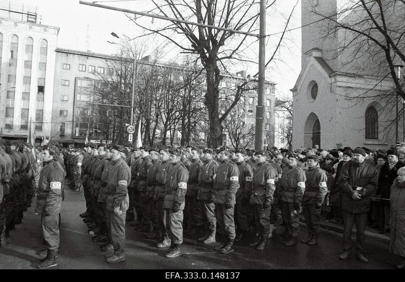 View of the Freedom Square during the 74th anniversary of the Republic of Estonia's Defence Forces parade.