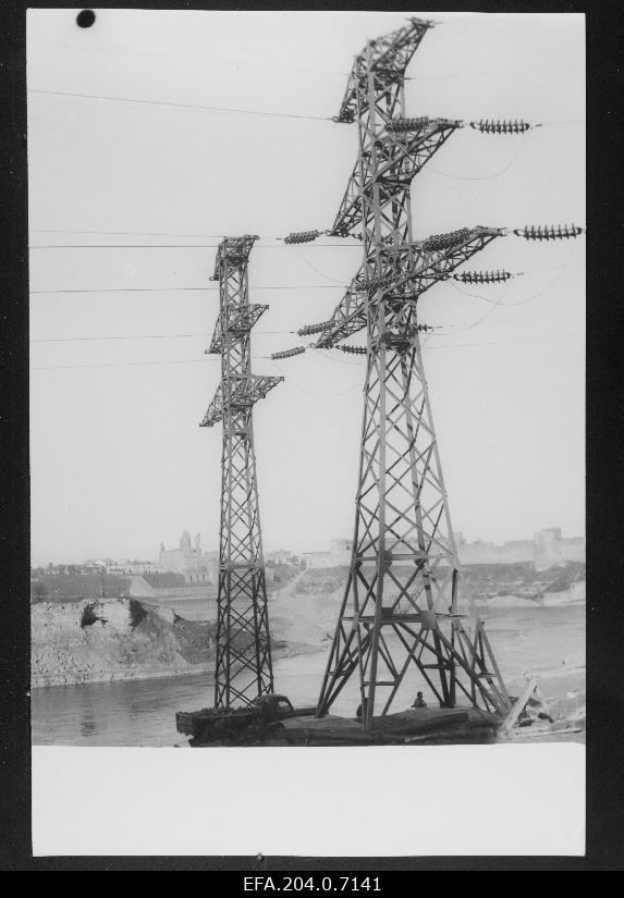 Electricity transmission line of Narva hydroelectric power plant.