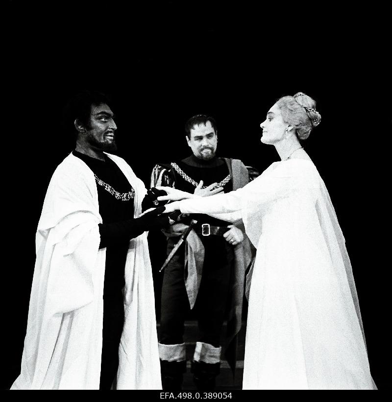 Scene of g. Verdi Opera Othello Theatre Estonia. Othello – Alexander Püvi, Jago – Georg Ots, Desdemona – Liidia Panova.