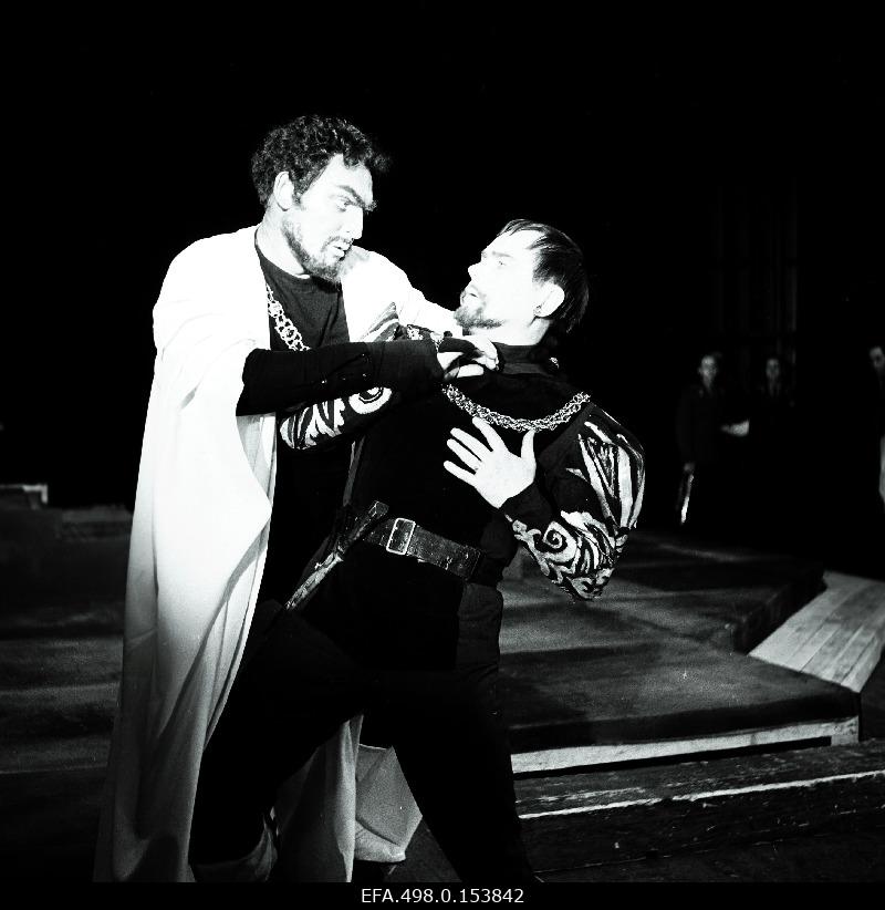 The scene of g. Verdi’s opera “Othello” Rat “Estonia”. Othello - Aleksander Püvi (left) and Jago - Georg Ots.