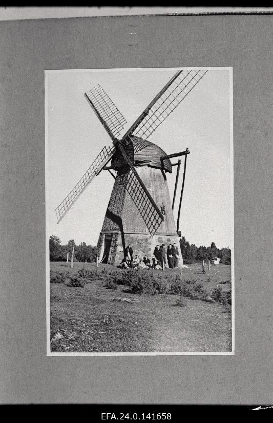 View of the windmill of the Kallaste Anduvälja farm on the island of Muhu.