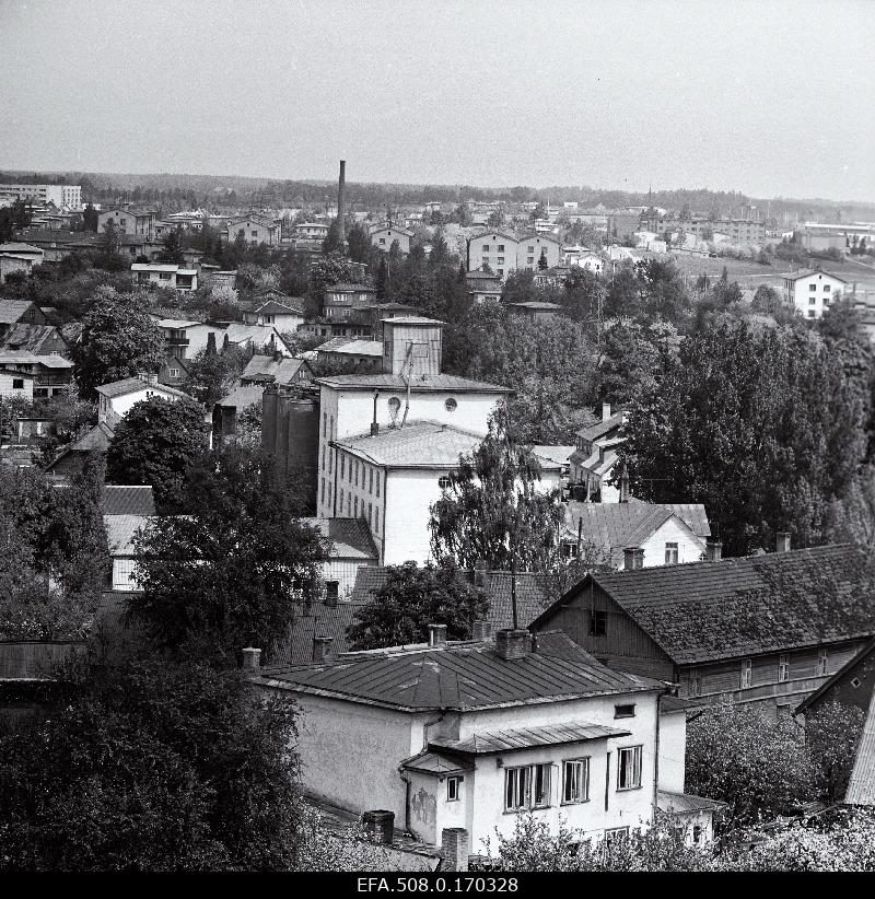 View of Riga Highway from the fire extinguishing building tower. In the middle of the refrigeration building.