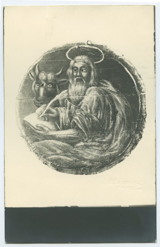 Apostel Markus, round oil painting on the tree of Günther or Bishop's house, Old market.