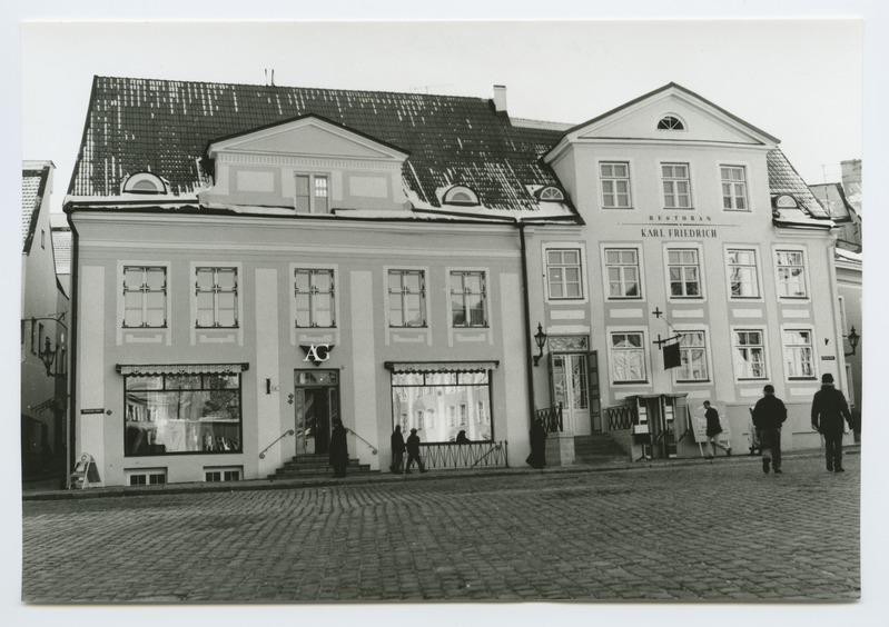 Tallinn. Raekoja plate. Houses with A&G and Restaurant Karl Friedrich