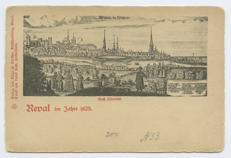 Tallinn. Gravity by Olearius 'e - view of Tallinn in 1625