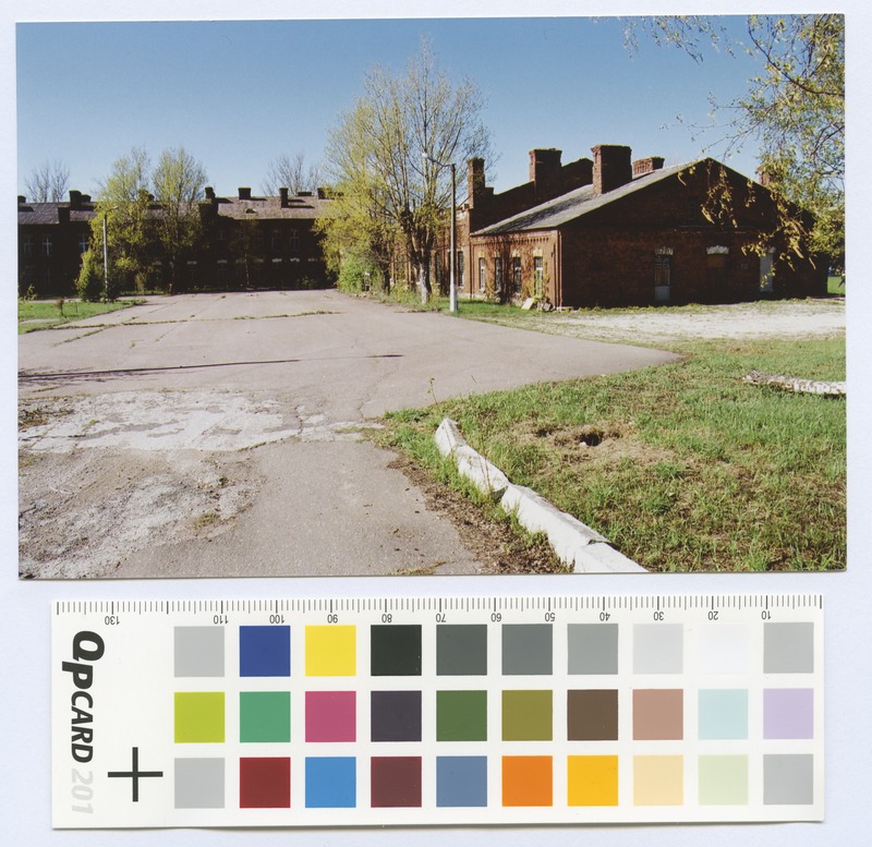 View of the armchair buildings away. Colorful.