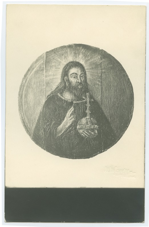 Christian John, round oil painting on the tree, Günther or Bishop's house split, Old market.