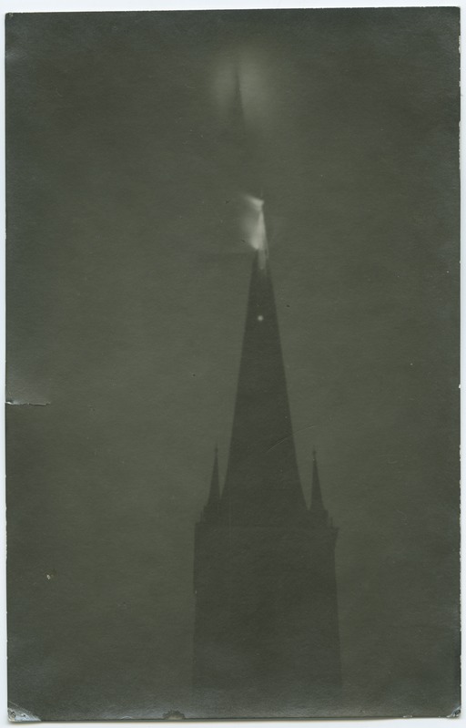 Burning of the tower of the church of Oleviste Tallinn