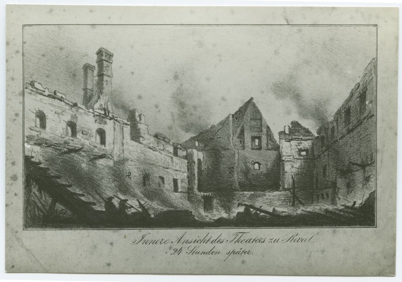Internal view of the Tallinn Theatre 24 hours after the fire 21.10.1855, figure.