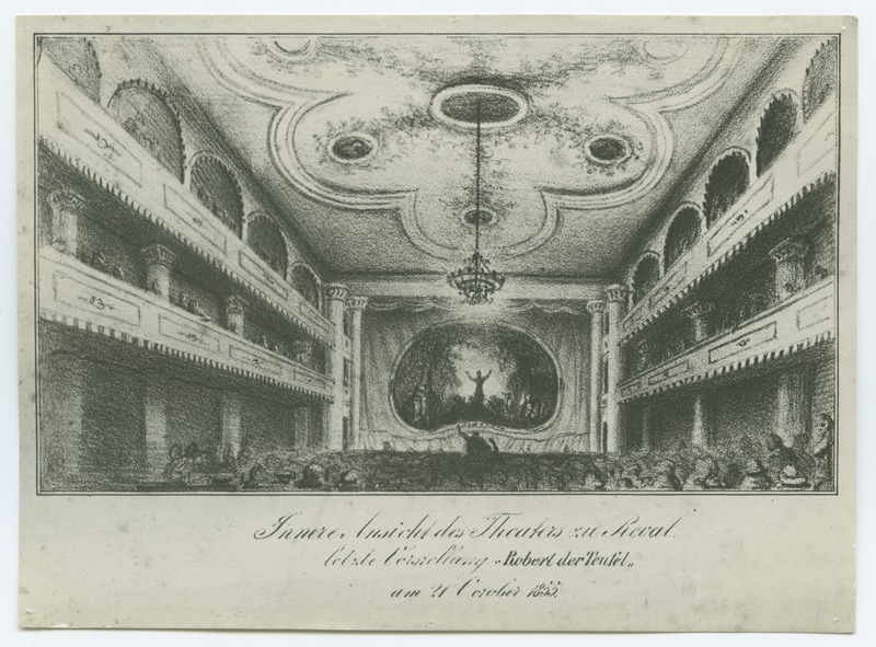 Internal view of the Tallinn Theatre, last performance "Robert der Teufel" 21.10.1855, figure.