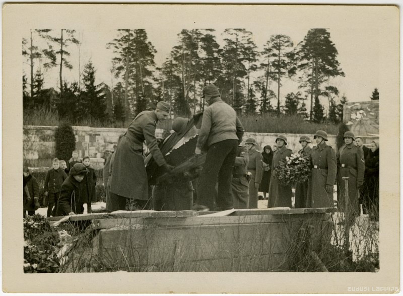 Riga. Burial of a fallen soldier in the Brothers' Graves