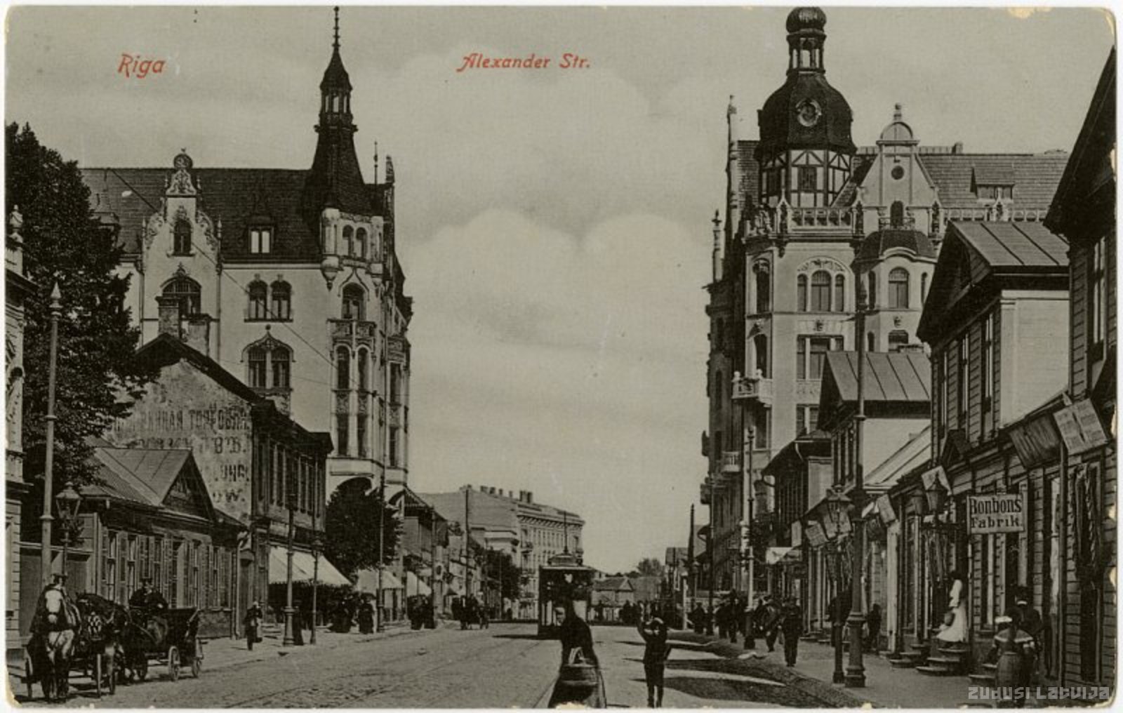 Riga. Aleksandra (now Brīvības) Street, Riga. Alexander Str.
