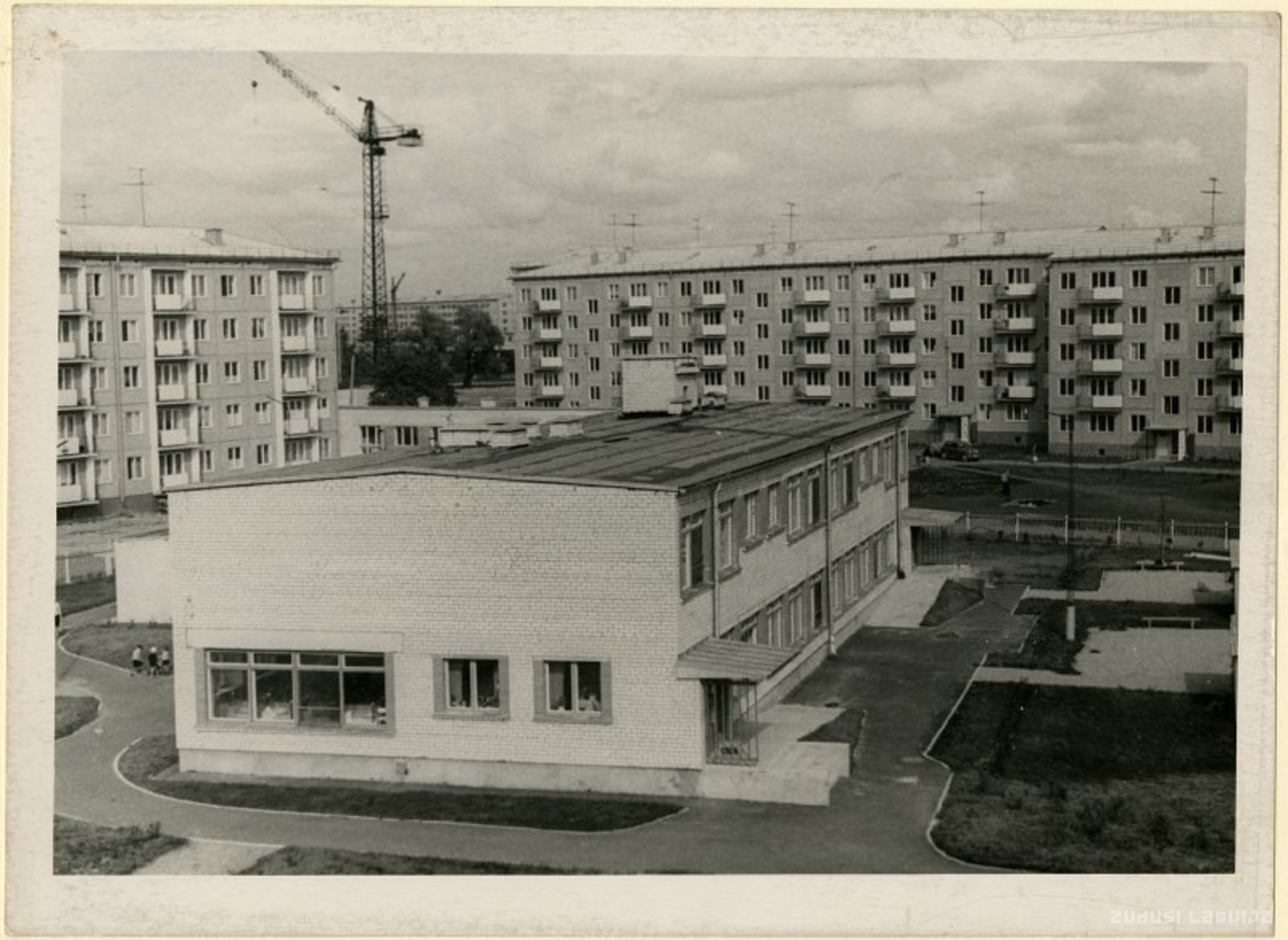 Riga. Residential houses and kindergarten building in Ķengarag