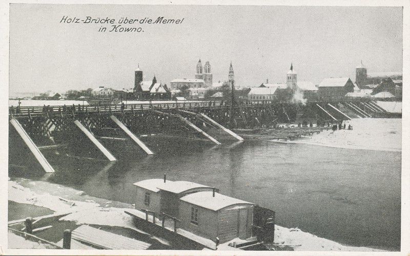 Card "Medinis bridge through Nemunas. Kaunas“