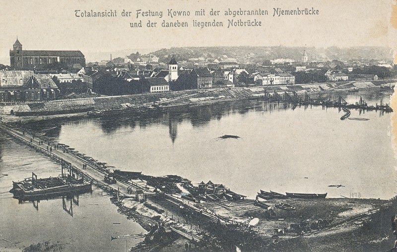 Postcard "Pantoninis bridge through Nemunas. Kaunas“