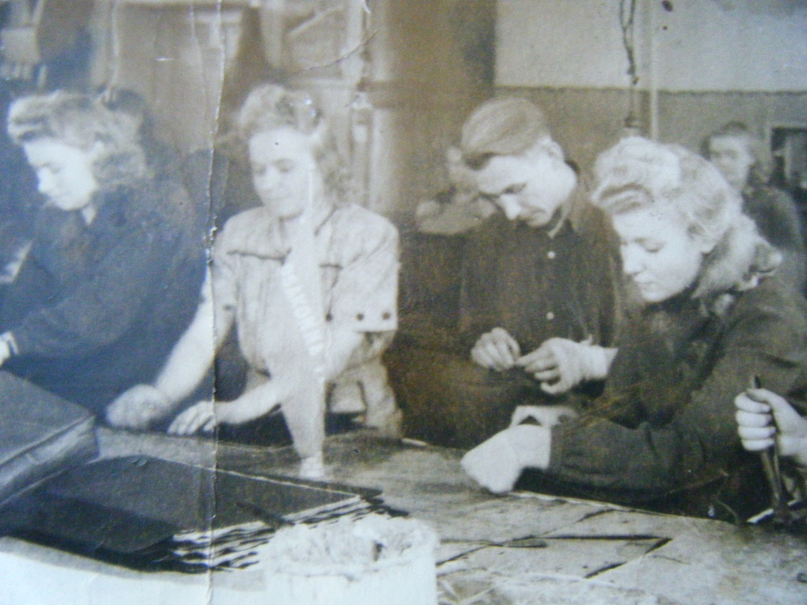 Tartu Leather Combinate (where leather works were made) in 1952. From the right first Silvia-Agathe Brant