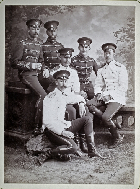 Young officers of the 1st Escadroon of His Majesty's Riding Scripture; Nikolai Aleksandrovitsh Romanov (coming emperor Nikolai II)