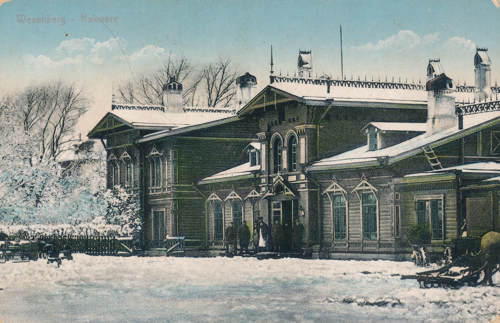 Rakvere's first station building from postcard - Rakvere's representative second class station building from postcard