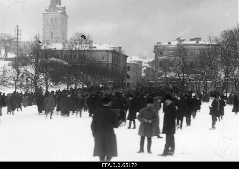 War of Liberty. 1. The paradise of the Finnish Volunteers’ Salga (Ekström Battalion) on Peetri Square on the day of arrival to Estonia.