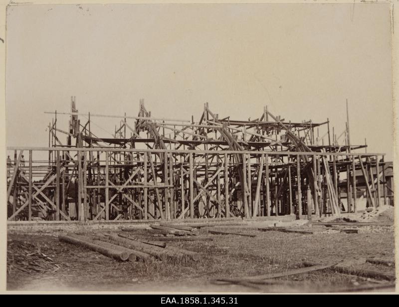 Construction of the craft building of the Agricultural Exhibition