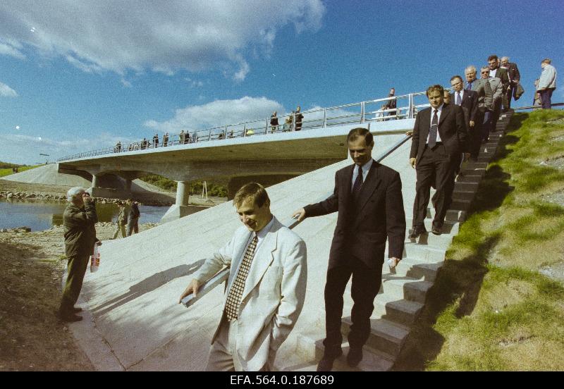 Tartu Country Senior Jaan Õunapuu (1.) And Minister of Roads and Communications Toivo Jürgenson (2.) Renovated Kärevere bridge opening on Tallinn-Tartu highway.