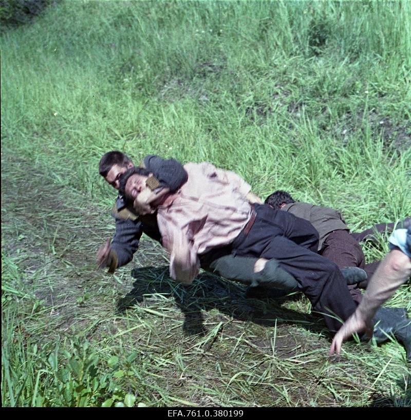 A scene from the film "Metscanners". Fighting with forest brothers