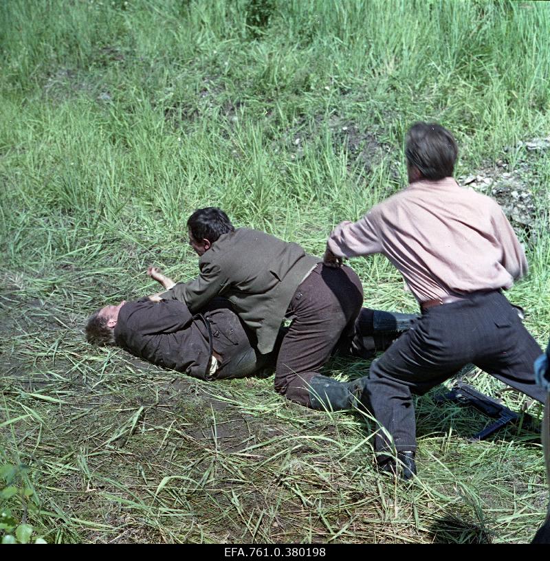 A scene from the film "Metscanners". Fighting with forest brothers. Andres in Rudolf Allabert