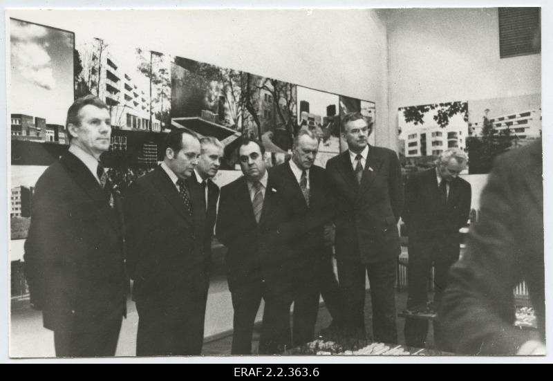 Members of the Central Committee of the ECB and the Estonian Soviet government at an architectural exhibition in the Art Hall