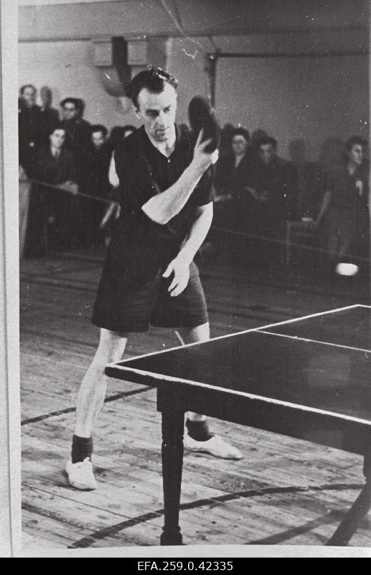 The Soviet Union's Champion Alfred Frants at the Soviet Union's Individual Premiere in Table Tennis