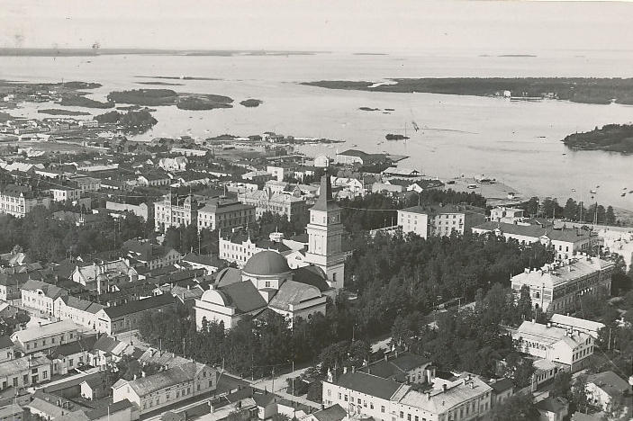 Oulu Cathedral from air pre-1936 - Oulu Cathedral, Finland from air