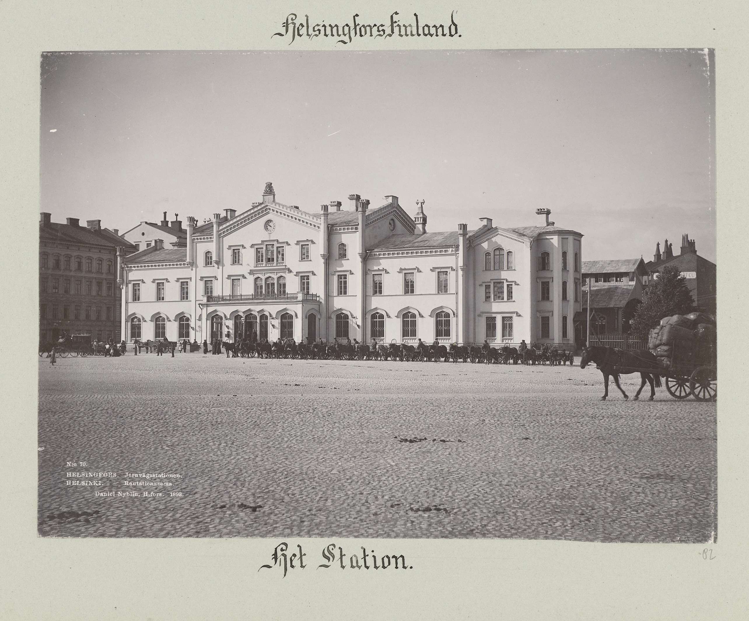 Oude treinstation van Helsinki, Helsingfors Finland, het Station., No 70. Helsingfors Jernvagsstaionen Daniel Nyblin in 1893.