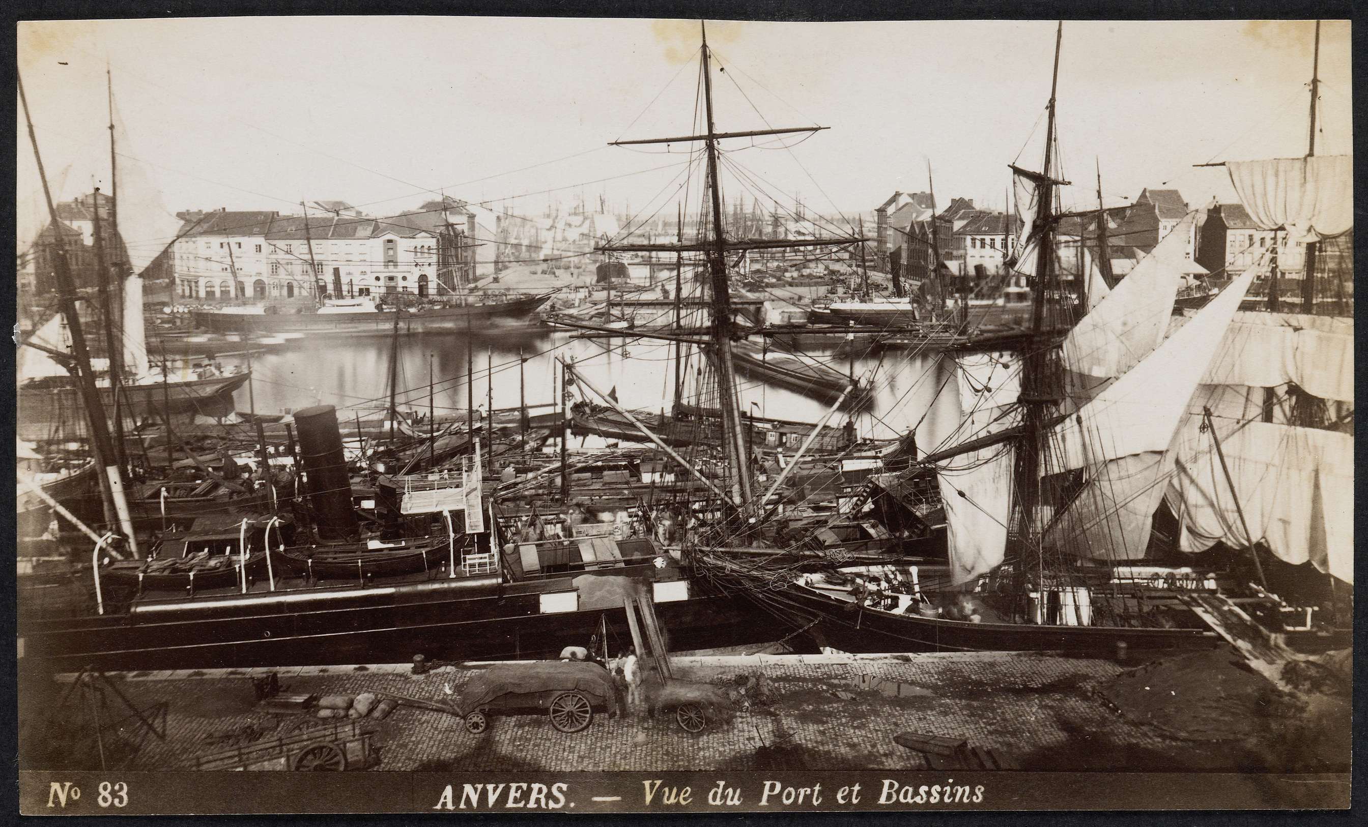 Gezicht op de oude haven van Antwerpen, Anvers-Vue du Port et Bassins