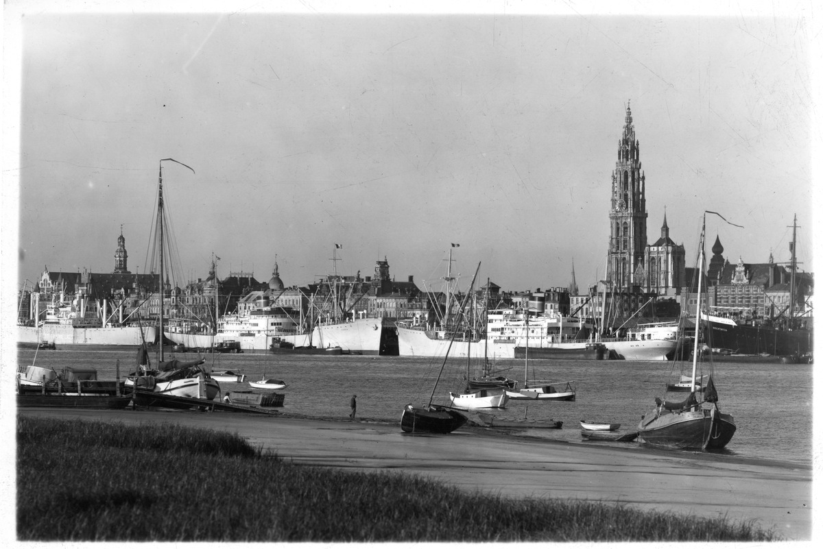Ships at the port of Antwerp