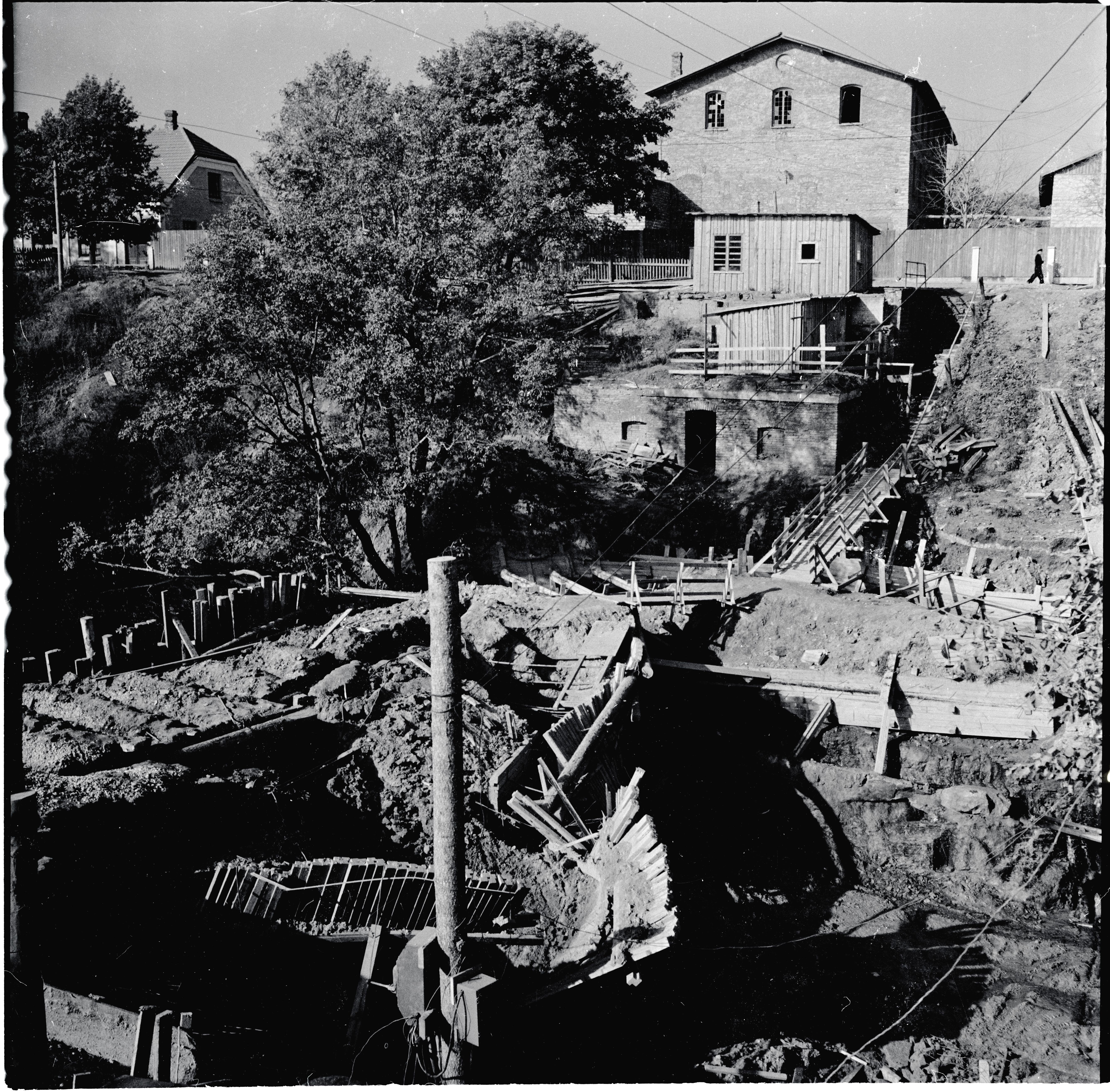 The building of the Kunda bridge protects the oak. On the left side of the sauna. The remnants of the old sprayhouse right in front of the shore