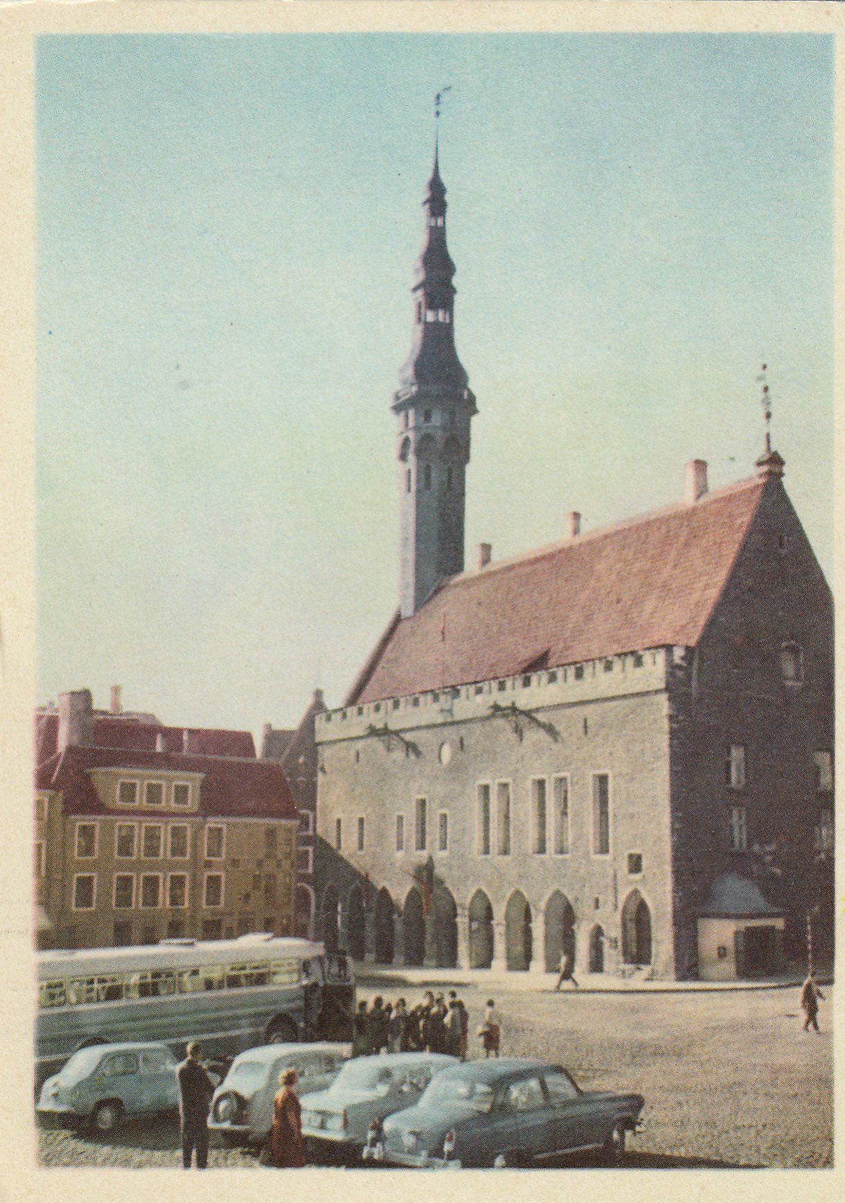 Postcard Tallinn Raekoda 1969 buses and cars
