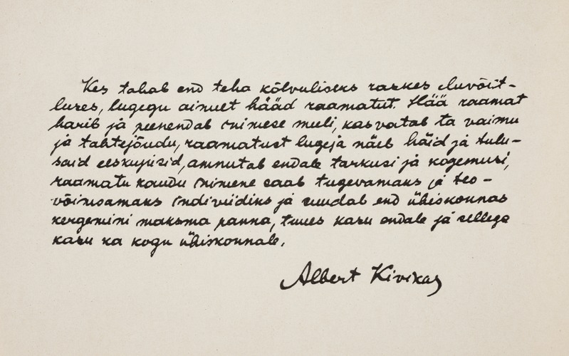 Albert Kivikase autograaf