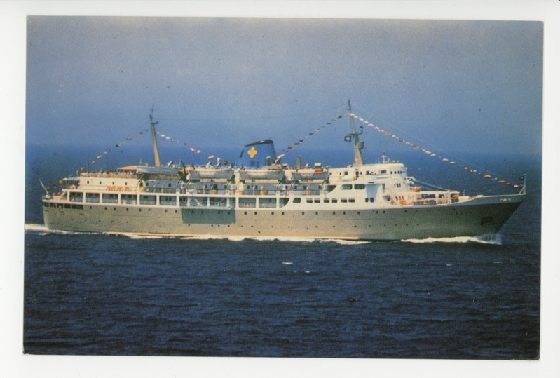 The Mts "Jason" anchored at the island of Santorini