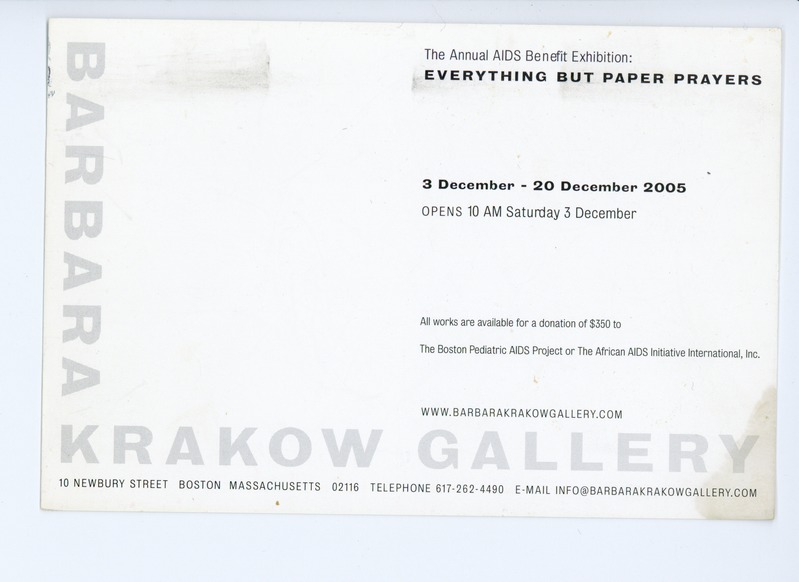 Postcard exhibition invitation The Annual AIDS (3 - 20 December 2005)