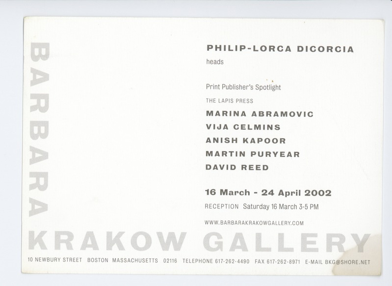 Postcard exhibition invitation (16 March - 24 April 2002)