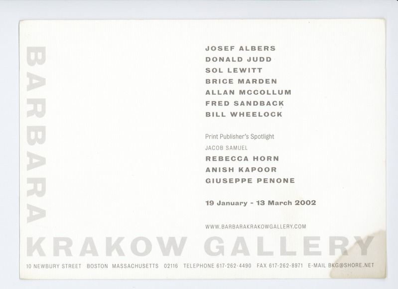 Postcard exhibition invitation (19 January - 13 March 2002)