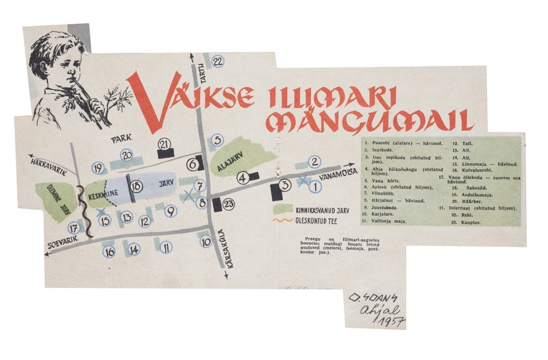 Olev Soansi kaart "Väikese Illimari mängumail", 1957