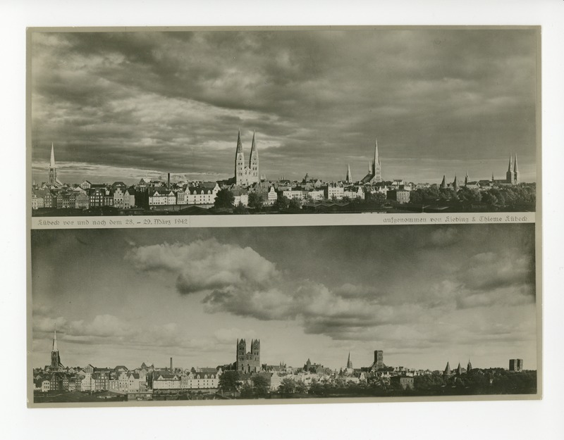 Lübeck enne ja pärast pommitamist 28. – 29. märts 1942
