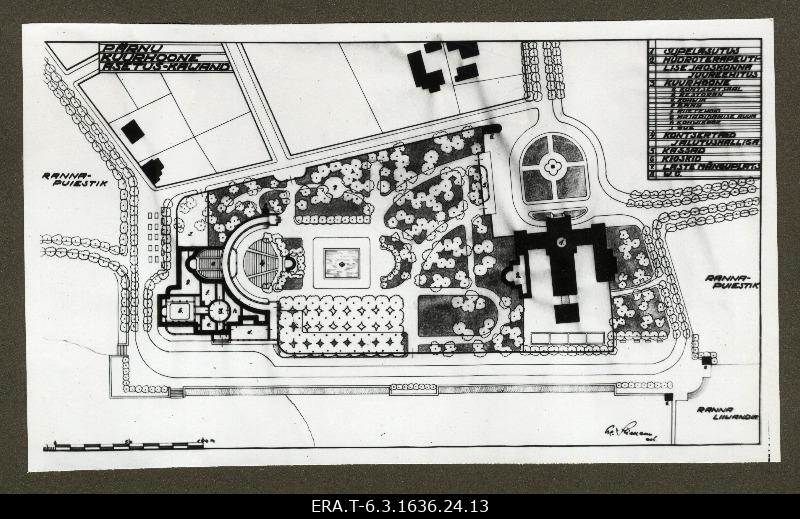 Photocopy of Pärnu beach concert hall plan, resort plan. Is part of the Pärnu resort development and new construction plan, which was discussed at the Pärnu City Council meeting on 23 January 1935