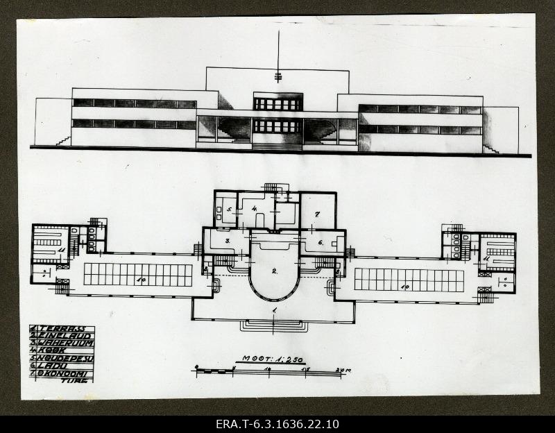 Photocopy of Pärnu's new beach pavilion project. Is part of the Pärnu resort development and new construction plan, which was discussed at the Pärnu City Council meeting on 23 January 1935