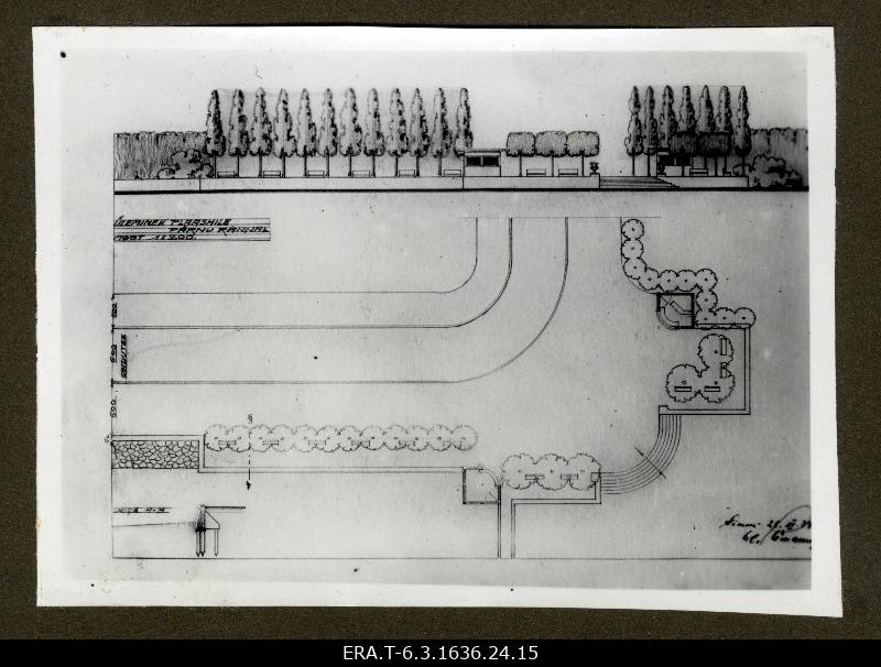Photocopy of the plan of the Pärnu beach concert hall, plan of the beach area. Is part of the Pärnu resort development and new construction plan, which was discussed at the Pärnu City Council meeting on 23 January 1935